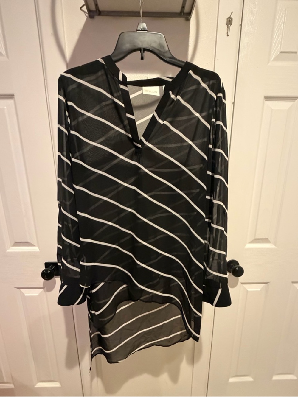 Chicos Sheer Diagonal Stripe Tunic